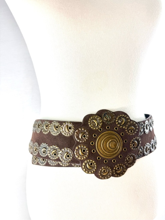 Lake Shore Drive Accessories - Lake Shore Drive Vintage Brown Leather and Brass Decorative Waist Belt